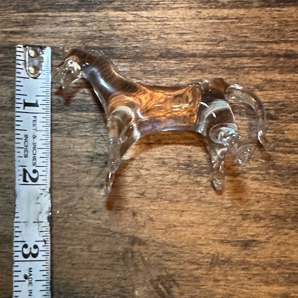 Vintage Handcrafted Blown Glass Horse Figurine, Clear 3" - Picture 10 of 11
